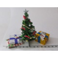 Dollhouse Miniature 1:12" scale - small Christmas tree with wrapped and tagged gifts - all handmade