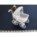 Miniature Dollhouse 1/12" Beautiful metal baby carriage with moveable hood. excellent condition