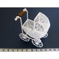 Miniature Dollhouse 1/12" Beautiful metal baby carriage with moveable hood. excellent condition