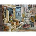"Busy morning Malay Quarter Cape Town"LARGE 700x500x44mm Original oil by IRMA DE WAAL.
