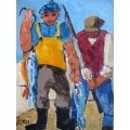"Fishing together" Original oil by IRMA DE WAAL.