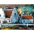 "Cape Dutch house with white wall" 700x 500mm! Original oil by IRMA DE WAAL. Great Value!