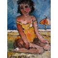 "At the beach" Original oil by IRMA DE WAAL.