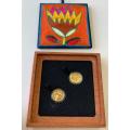Ultra rare set of TWO 1/4oz PROOF 24ct GOLD 2007 Cape Floral Region World Heritage Launch