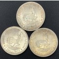 1948,1949and1950 Three South Africa 5 Shilling Coins 2.4oz silver content