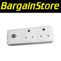 Double Adapter Plug with 2 USB Ports