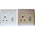 Double Wall Socket with 2pin/NEW SA PLUG, 3pin and switches (WHITE)