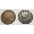 1879 and 1898 One Penny Coins  Bid is for both coins as per pics