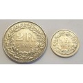 SWISS COINS AS PER PICS  BID IS FOR BOTH COINS