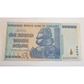 One Hundred Trillion Dollars Banknote AA Serial No. as per images.