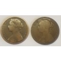 1876 and 1887 One Penny Coins as per images !!!