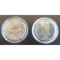 2000 Smiley Madiba R5 AND 1994 Presidential Inauguration R5 Coins in capsules Plus  MADIBA LEGACY SE
