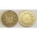 1933/1959 SWISS COINS AS PER PICS  #BID IS FOR BOTH COINS