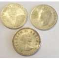 3 X Tickey`s as per images 1928-1943-1959 ##One Bid for all 3 coins!!!!
