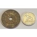 Rhodesia and Nyasaland Pair 1957 One Penny and Sixpence as per images #Bid is for the pair !!!