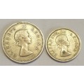 1960 Silver Pair #Two Shillings and One Shilling as per images !! Bid is for the Pair !!!
