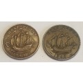 Half Pennies 1944 and 1948 as per images !! Bid is for both coins !!!