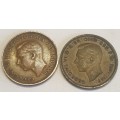 Half Pennies 1944 and 1948 as per images !! Bid is for both coins !!!