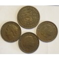 Nederlands One Cent Coins x 4  ## 1915 #1948  #1950  #1954 as per images @Bid is for all 4