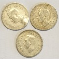 3 x Threepence as per images #Scrap #Silver #Bid is for the 3 Tickeys !!!!!!!!!