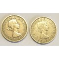 2 x Two Shillings as per images !!Bid is for the pair!! #1957 #1967