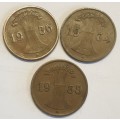 Deutsches Reich 1933/34/36 Reichspfennig as per images ##Bid is for the 3 coins !!!