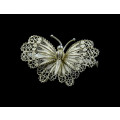 Silver Filigree Butterfly Brooch by Merlo Sebastiano