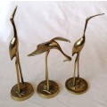 Mid century trio of brass herons
