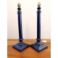 Pair of royal blue and gold table lamps