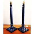 Pair of royal blue and gold table lamps
