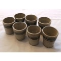 Beautiful, Modern hand-thrown set of ceramic drinking tumblers and carafe