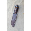 SA SF Recce issued Ka-Bar fighting knife - with leather sheath in almost un-used condition