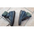SADF era 32 Bn issued & worn "Waterkloof" size 9 issued flatsole canvas/ leather boots - used