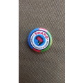 scarce period original SWAPO pin-on small metal round badge in great almost unused condition