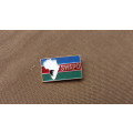 scarce period original SWAPO pin-on small metal rectangular badge in great used condition with pin