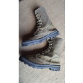 small size (UK 6 or 7?) green canvas boots as used by KOEVOET in SWA/ Angola border war era in good