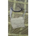 scarce SADF era canvas (disposable) Claymore ammo carry bag (used) with loose instr sheet SWA Angola