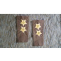 pair of unused SADF era Pvt purchase Lt officer`s rank slides in nutria for field-dress (large yello