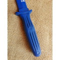 good used condition `blue gun` rubber/ polymer blue dagger (Boker blade type) training knife