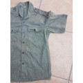 used (faded) Mozambique Police PRM copy EG falling-rain `strichtarn` patt camo shirt intact size med