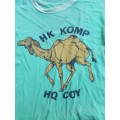 original SADF HQ company pvt purchase `PT` sports/ VTB/ LTU tee-shirt (green) with camel - small siz