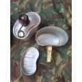 Complete original PLA Chinese CHICOM type 78 canteen & mess kit with cover in good complete used