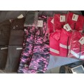 **STORE CLEARANCE*LOT OF BRAND NEW KULCHA PINK CAMO PANTS, CARGO PANTS, REFLECTIVE VESTS, ETC***