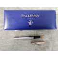 Waterman Fountain Pen Matt Silver With Gold Tone Includes Box