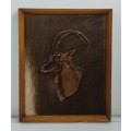 Rare Vintage Copper Plaque of Sable Antelope From Rhodesia
