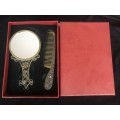 HAND MIRROR AND COMB SET IN GIFT BOX -  ( Custom Jewellery )  -    Perfect gift  !!!!