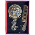 BLACK FRIDAY DEAL  MIRROR COMB BRONZE HANDHELD  SET IN GIFT BOX   -  LESS 67% - BLACK FRIDAY