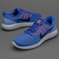 Nike Lunarglide 8 Women`s Running Shoe 843726-406 Medium Blue/Aluminium/Hot Punch/Black - Size 4.5