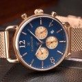 Brand New Thomas Earnshaw Investigator Chronograph Rose Gold Blue Mesh Watch