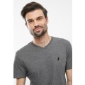 POLO Men`s V-Neck Short Sleeve T-shirt Charcoal - Size L